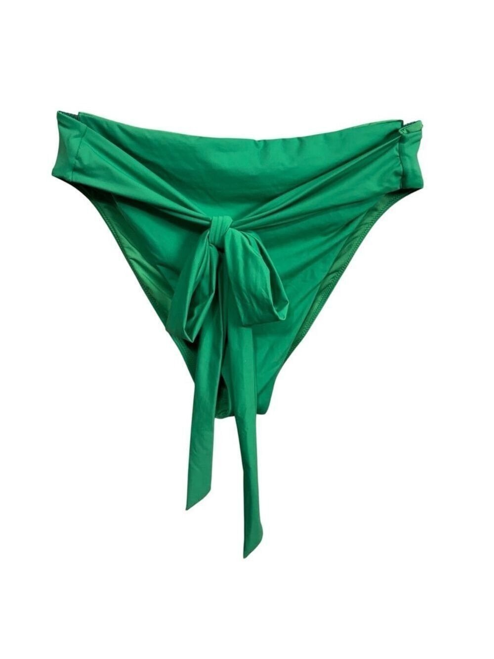 Good American‎ Green High Waist Bikini Bottom Size 6 Tie Front Swimwear